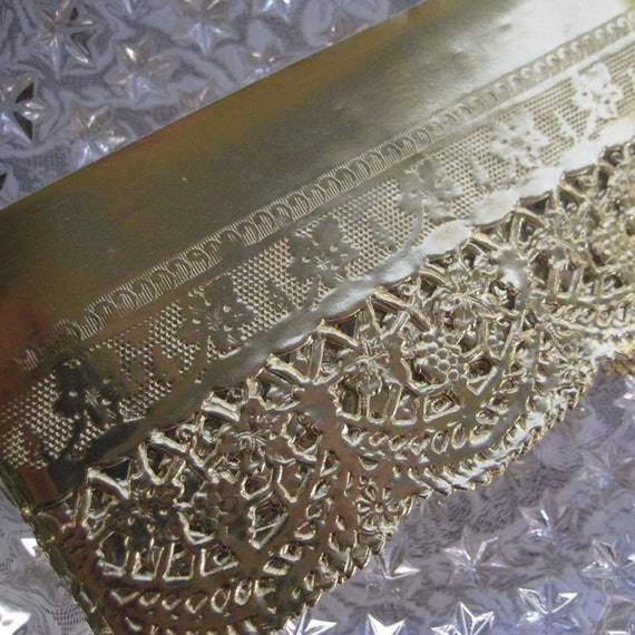 80 Inches of Gold Foil Paper Lace Trim