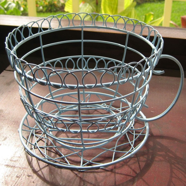 Wire Tea Cup Teacup Planter For Gift Basket