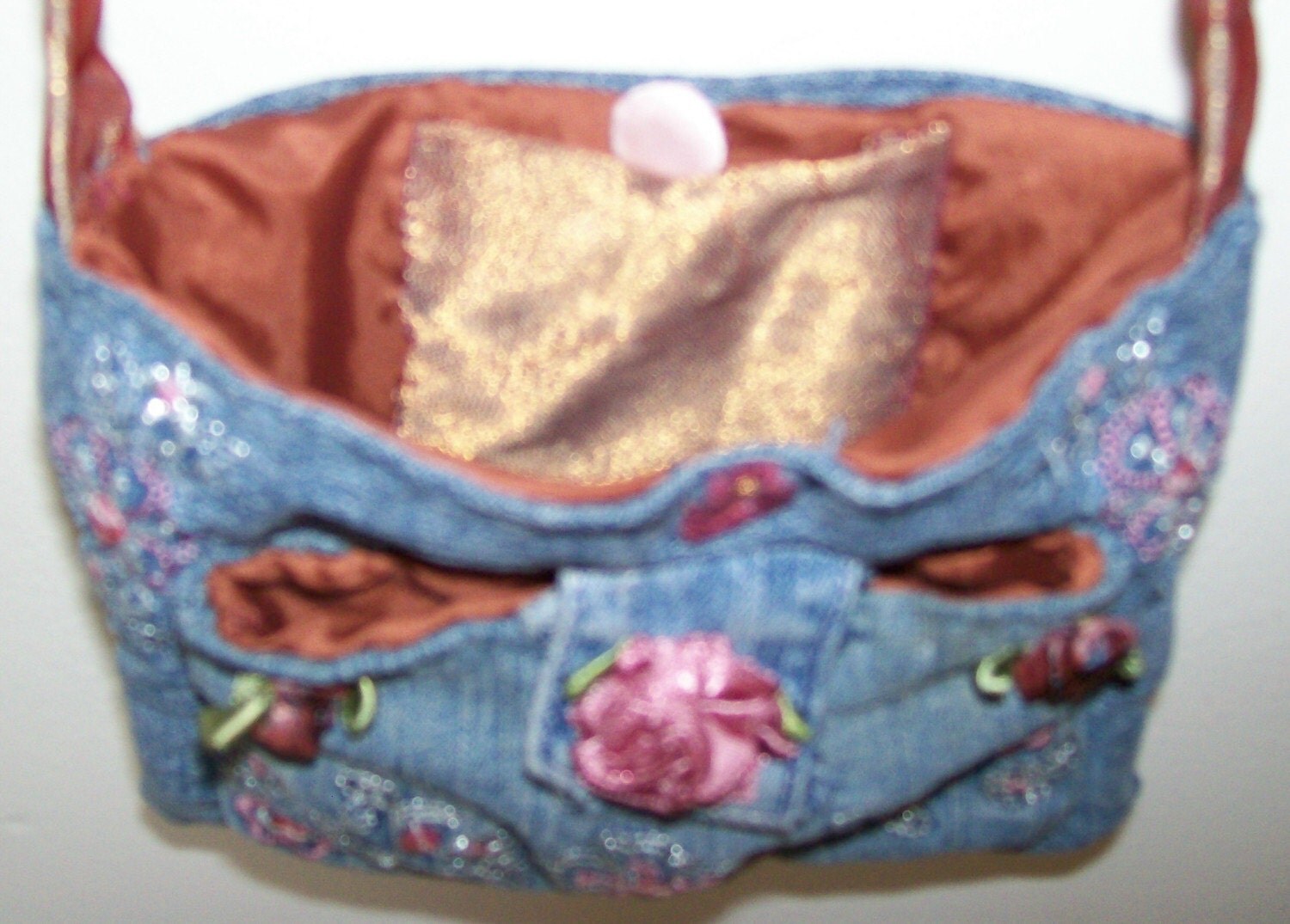 A Little Girls Lined PURSE Handmade from Blue Jeans by claynfaye