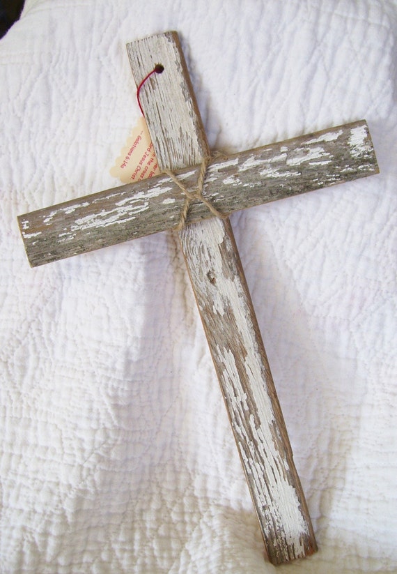 Rustic VINTAGE WOOD CROSS Wall Hanging 12 inches 70 YEAR