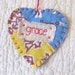 Wordz From the Heart Snippet Ornament - GRACE - Stitched From Recycled Vintage Quilt Piece