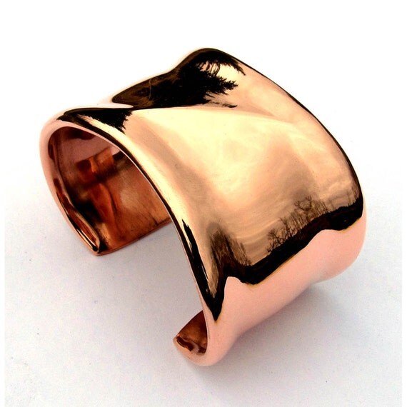 Items similar to Silky Copper Cuff Bracelet with Ridge on Etsy