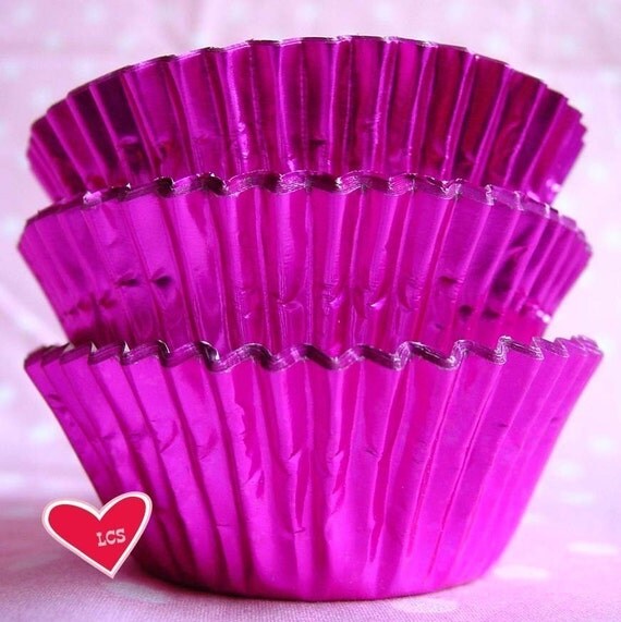 45 Metallic Hot Pink Foil Cupcake Liners