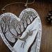 Snowlight Hare. Original Art On A Wooden Heart Hanger