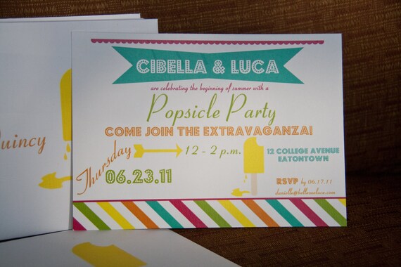 Popsicle Summer Invitation | Birthday Party Invites | Carnival Summer Invitations Deposit Il_570xn