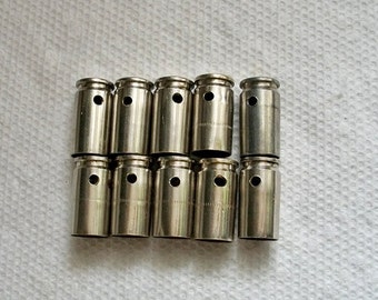 Bullet shell casing pendants, Lot of 10 Nickel silver 9mm Bullet Shell Casings, Pre-drilled for your jewelry needs.....Lot 14