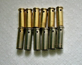 Bullet shell casing pendants, Lot of 12 Brass 38 Special Bullet Shell Casings 6 silver and 6 gold, Pre-drilled for jewelry....Lot 3B