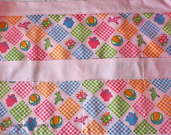 Waist Half Apron Vendor Teacher Nursery Daycare Pink Baby Fabric (8 Pockets)