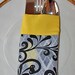 Fabric Silverware Holder Utensil Pouch Black Grey Gray Yellow Gold