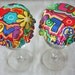 Reusable Wine Cup Glass Cover Bright Peace Daisy Love Fabric