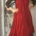 Red Silk Slant Dress L