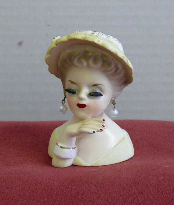 Vintage Lady Head Vase Inarco 1963 E774 Blond Lady with