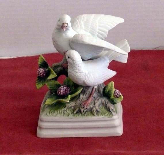 Music Box Doves Gorham Bisque Ceramic Vintage