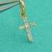 Solid 14K Yellow Gold Diamond Petite Cross Charm Necklace Pendant