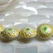 Cloisonne Beads Yellow and Green Chrysanthemum with Crystal center 2pcs