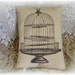 Vintage Chic Old Wire Birdcage Canvas Accent Pillow