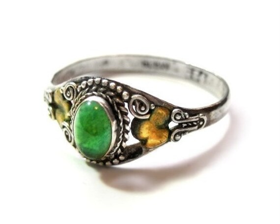 Ring Sterling Jade Vintage