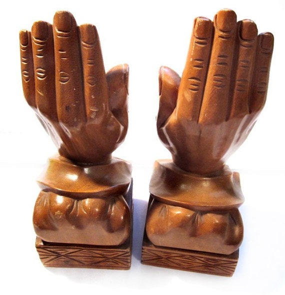 Vintage Large Carved Wood Praying Hands by VintagePennyLane