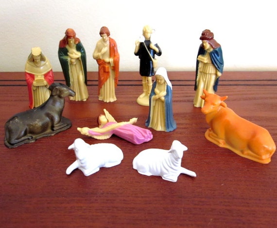 Vintage Nativity Set Figurines 1960's Christmas