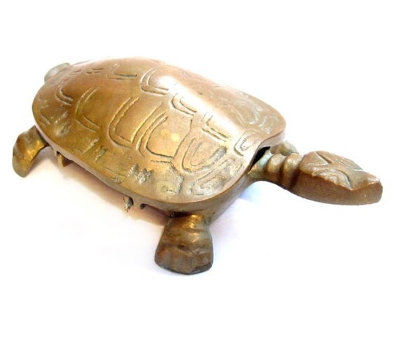 Vintage Brass Turtle Ashtray Figurine / by VintagePennyLane