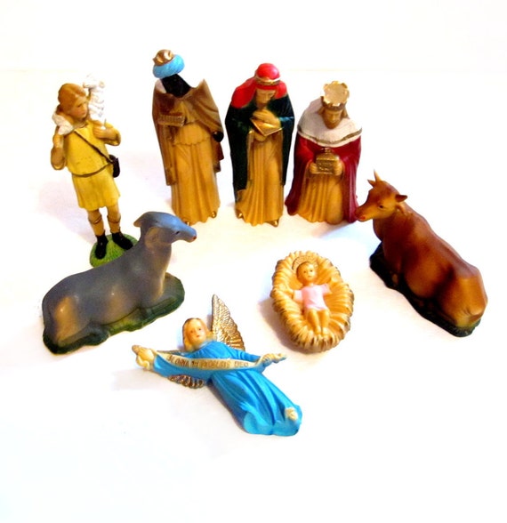 Vintage Nativity Set Figurines 1960's Christmas Holiday
