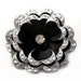 Japanned Metal Rhinestone Flower Brooch - Vintage Costume Jewelry