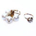 Vintage Costume Rings, Pearl, Glass, Adjustable