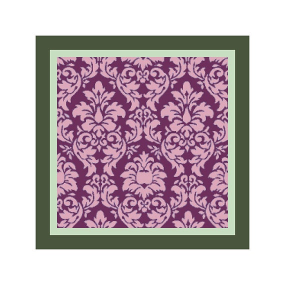 14 x 14 Lavender on Purple Damask Pillow Cover