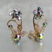 Vintage AB Rhinestone Floral Earrings New Old Stock