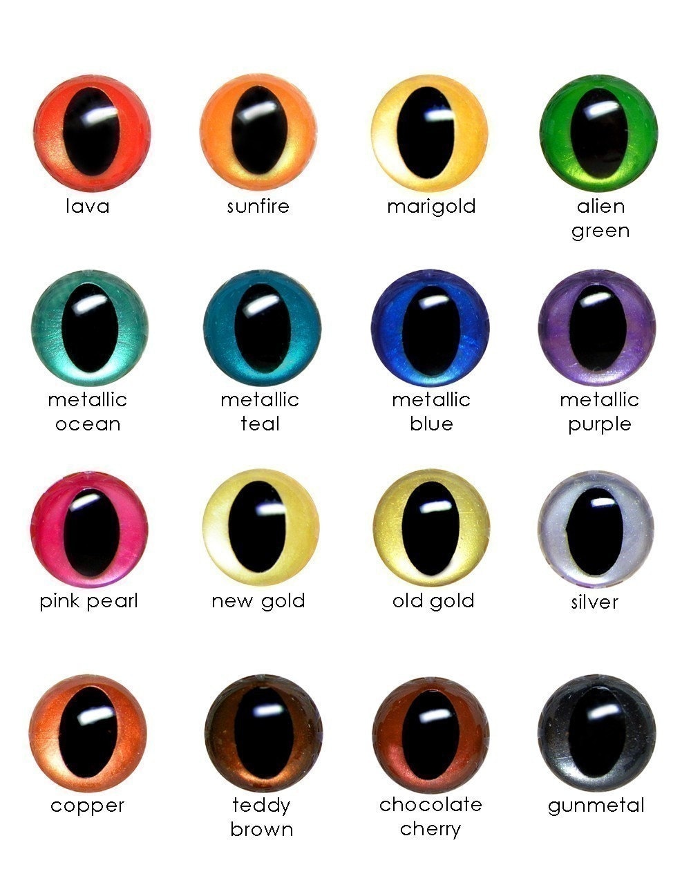 12mm METALLIC CAT eyes handpainted plastic animal craft