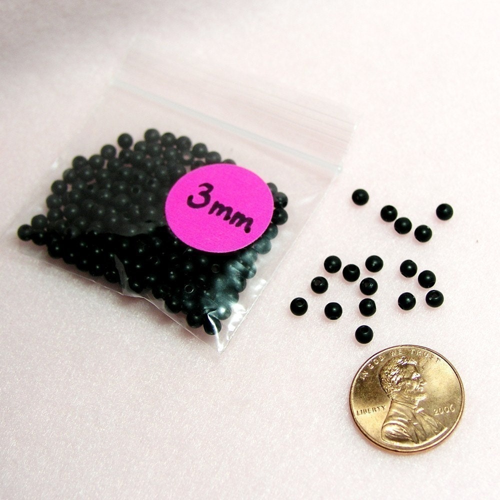 3mm matte black plastic bead eyes 225 pack