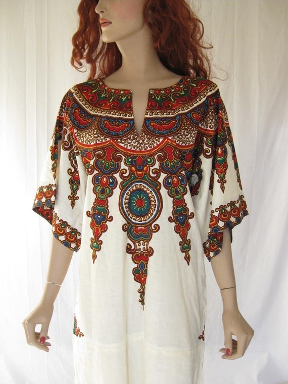 RESERVED....Vintage 70s ETHNIC Boho Dashiki Dress