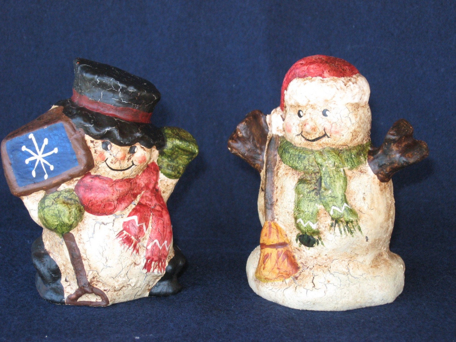 Paper Mache Set of 2 Snowmen