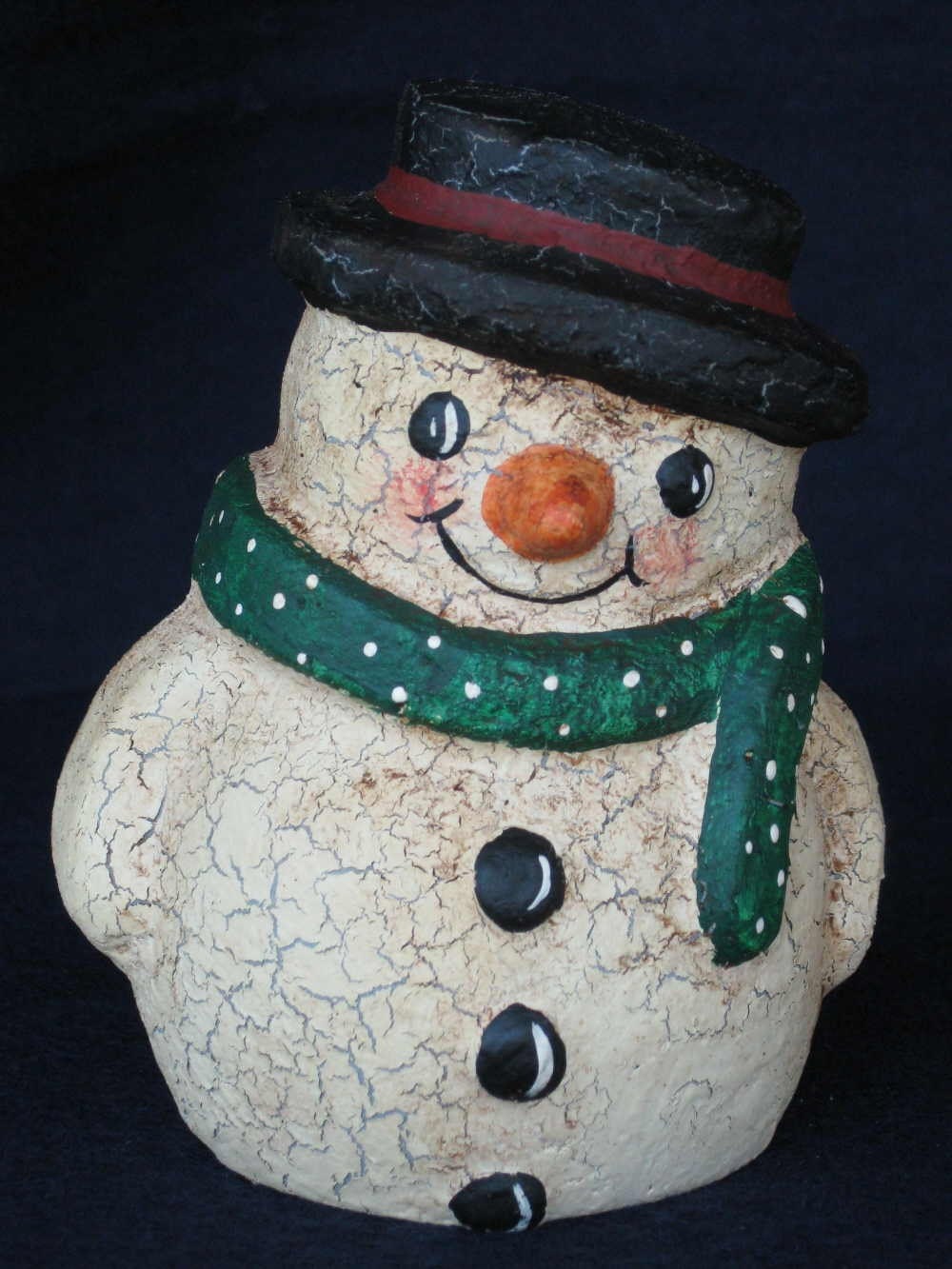 Paper Mache Snowman w/Dotted Scarf