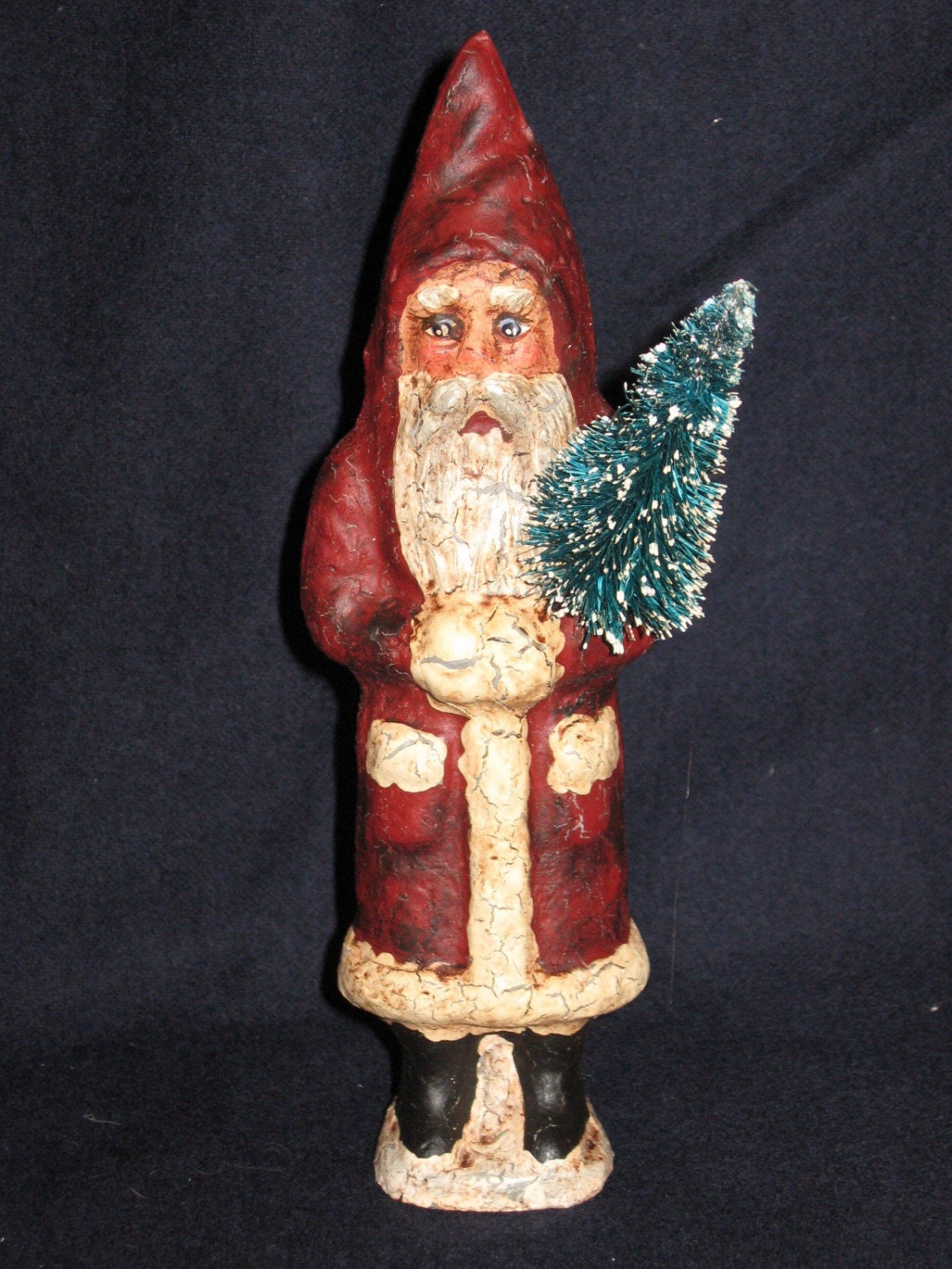 Paper Mache Bellsnickle Santa w\/Cone Hat