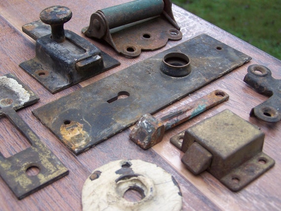 Vintage Assortment of Rustic Door Hardware Parts by ShaneLilyRain