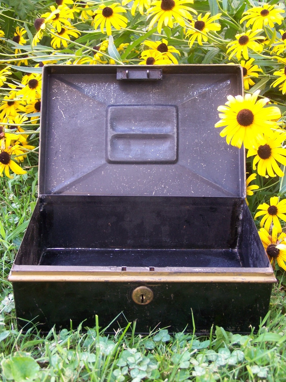 Antique Metal Lock Box with Keys by ShaneLilyRain on Etsy