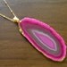 Agate Geode Slice Pendant in Hot Pink Gold DIpped