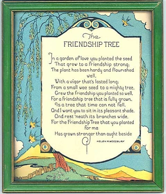 trees trim my in Original Friendship Deco Vintage Tree Motto Art Print 1920