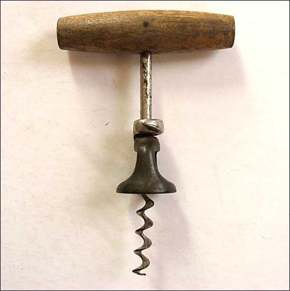 Antique 1920 Vintage Wooden Handled Bell Corkscrew for Your