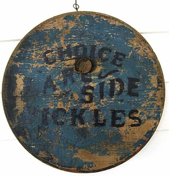 Antique 1890 Vintage Large Wooden Pickle Barrel Lid with