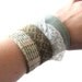 Fabric Collage Cuff // Aqua Tweed Canvas - Vintage Lace - Green Twill - Vegan Leather - Striped Lace // Ready to Ship