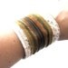 Fabric Collage Cuff // Vegan Leather Stripes - Vintage Lace - Tweed // Ready to Ship