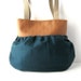 Yoke Tote // Brown Quilited Vegan Leather - Teal Wool // Ready to Ship