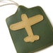 Luggage Tag // Airplane // Green Vegan Leather - Mustard Yellow Vegan Leather // Ready to Ship