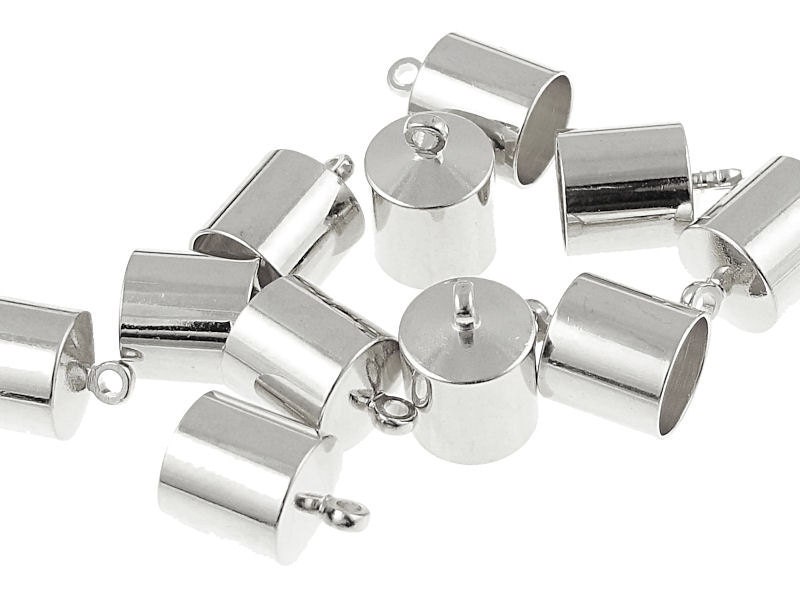 12 Silver End Caps 8mm Kumihimo Cord End Caps Japanese