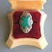 1920s Ring / Emerald Glass Marcasite Ring / Vintage 20s Art Deco Ring