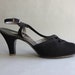 Vintage Shoes / 1940s Peeptoes / 40s Black Suede Heels
