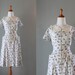 40s Dress / Vintage Dress / 1940s Zipfront Day Dress / 40s White Cotton Dress