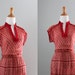 70s Dress / 1970s Cotton Gauze India Dress / 70s Sheer India Red Dress / Vintage Dress